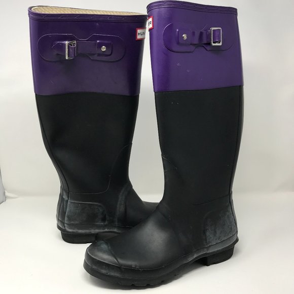 Hunter Original Color Block W25229 Women’s Tall Black/Purple - Picture 1 of 6